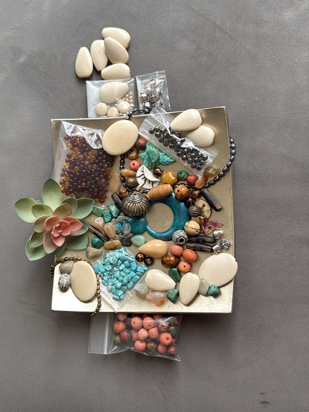 Assorted Turquoise, Cream Decorative Beading Set Crafts DIY